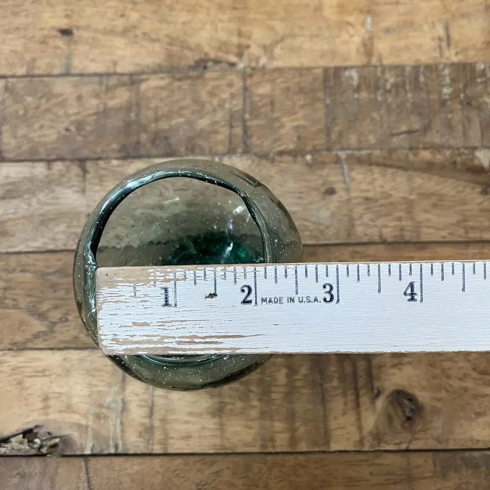 Hand Blown Crackled Glass Candle Holder 3.5
